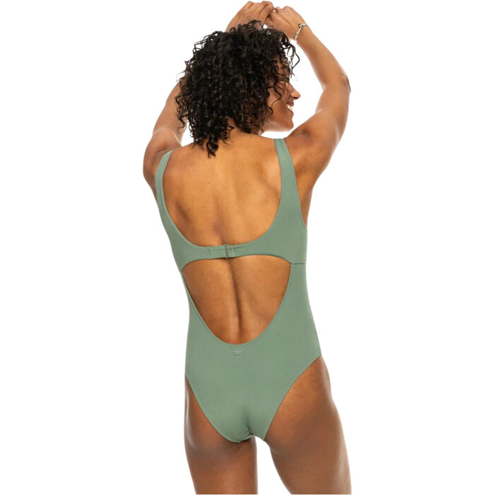 2024 Roxy Pro The Double Line One Piece Swimsuit ERJX103588 - Agave Green